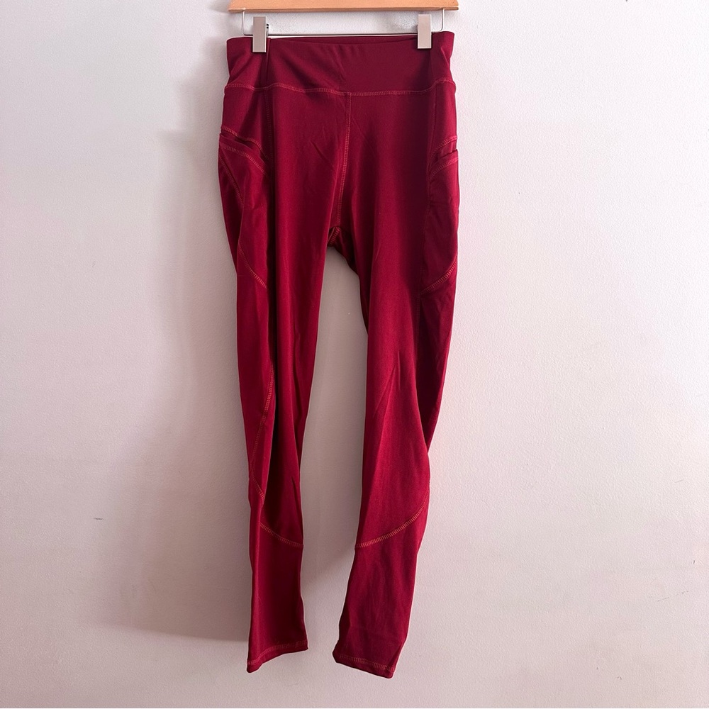 NWT Lydaa Women's Size Large / XL Burgundy Red Maroon Leggings Pockets!